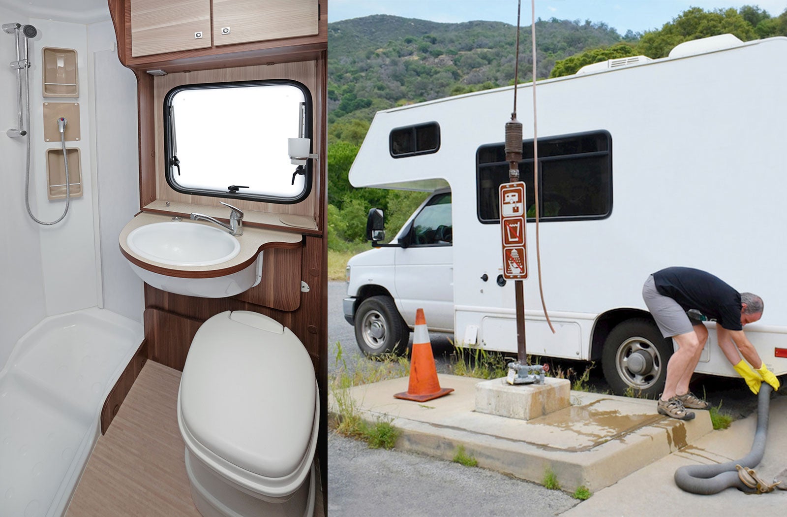 Portable RV/camper toilet and holding tank setup in Santa Rosa, California