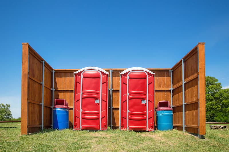 Short-term porta potty units staged for delivery in Santa Rosa, California